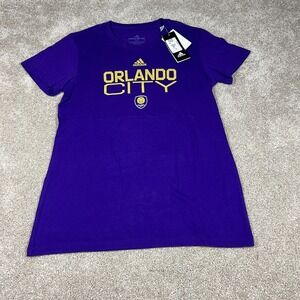 Adidas Womens S/P Purple Orlando City Soccer Club Crew Neck Football T-Shirt NWT